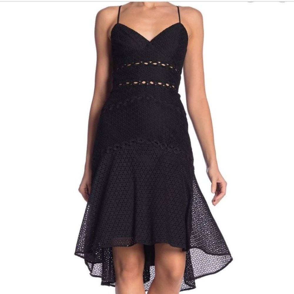 Bardot Ariana Women’s Black Crochet Eyelet Fit & Flare High-Low Dress - NWT - 6
